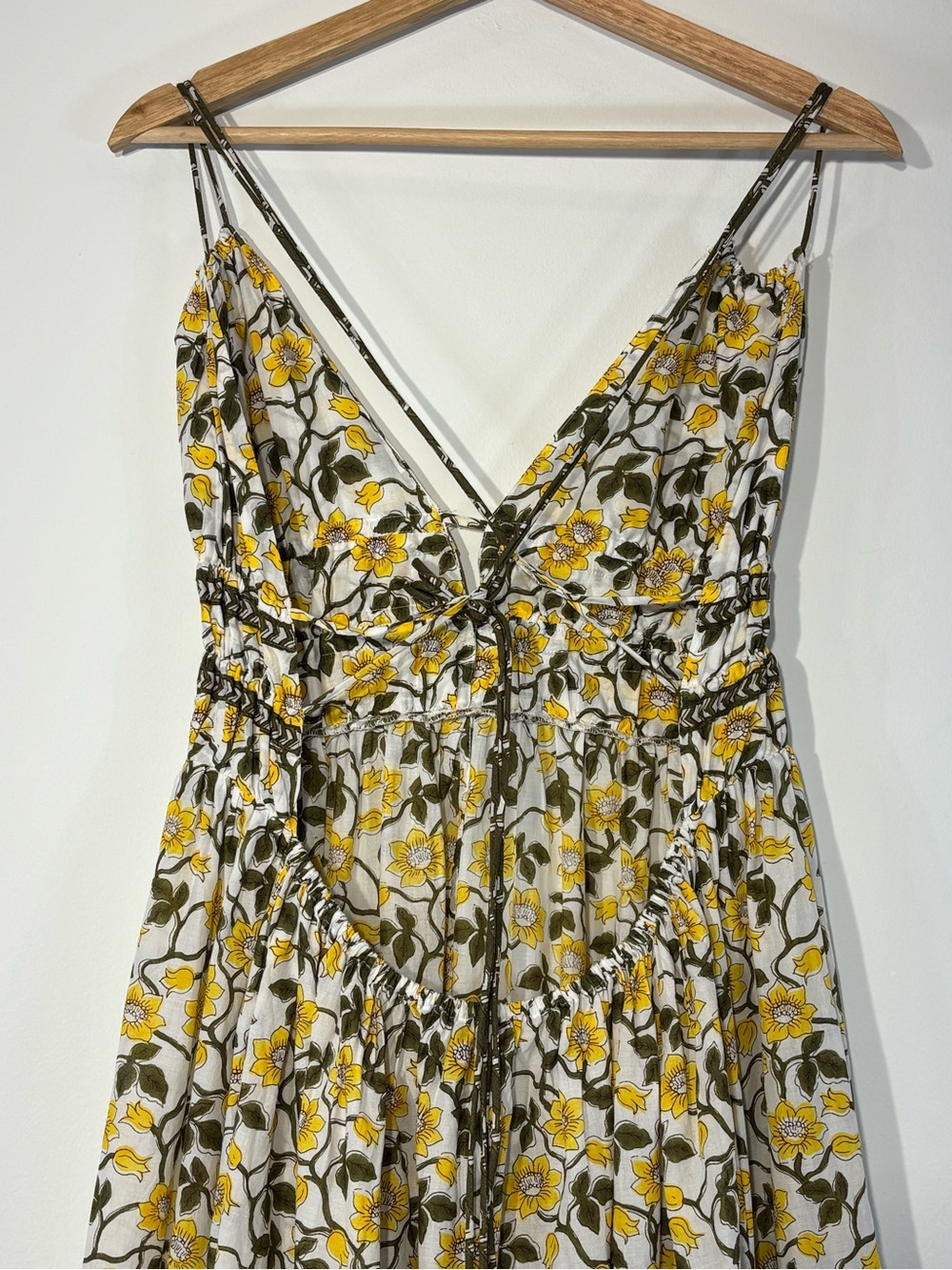 J. Crew Cotton voile plunge maxi dress in daffodil daze block print Size L - Picture 9 of 11